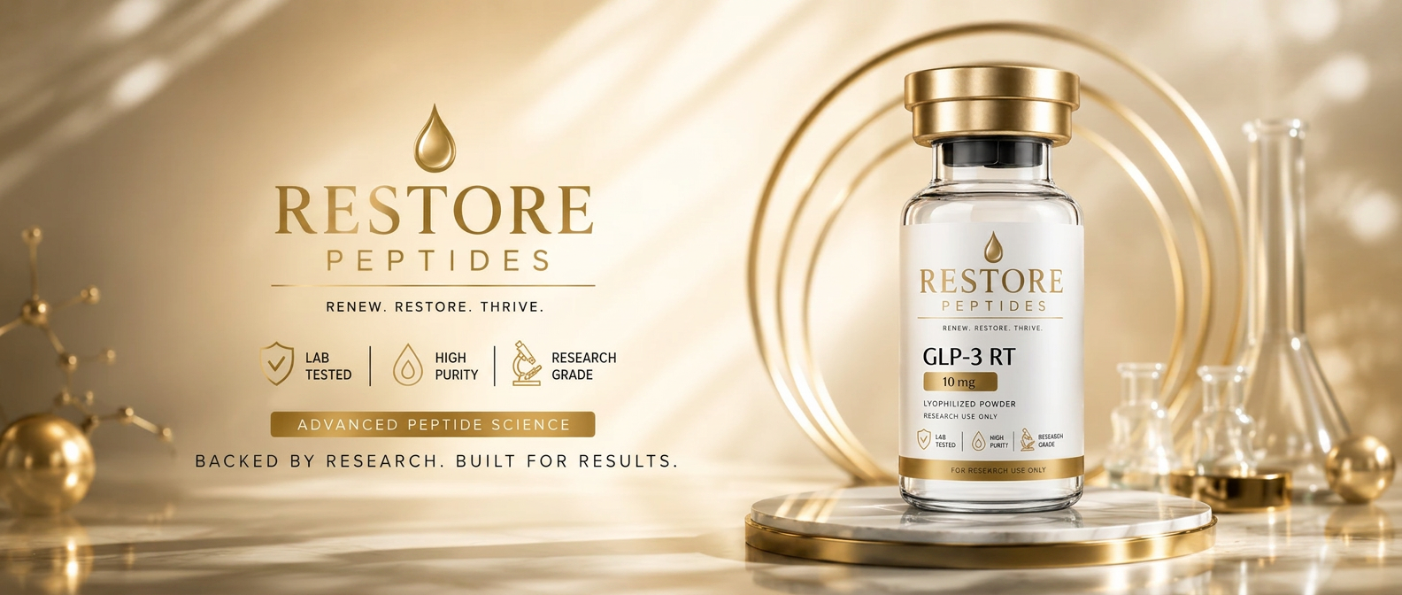 Restore Peptides — 99%+ purity research peptides, HPLC-MS verified, dispatched same day from the United States via USPS Priority Mail Express