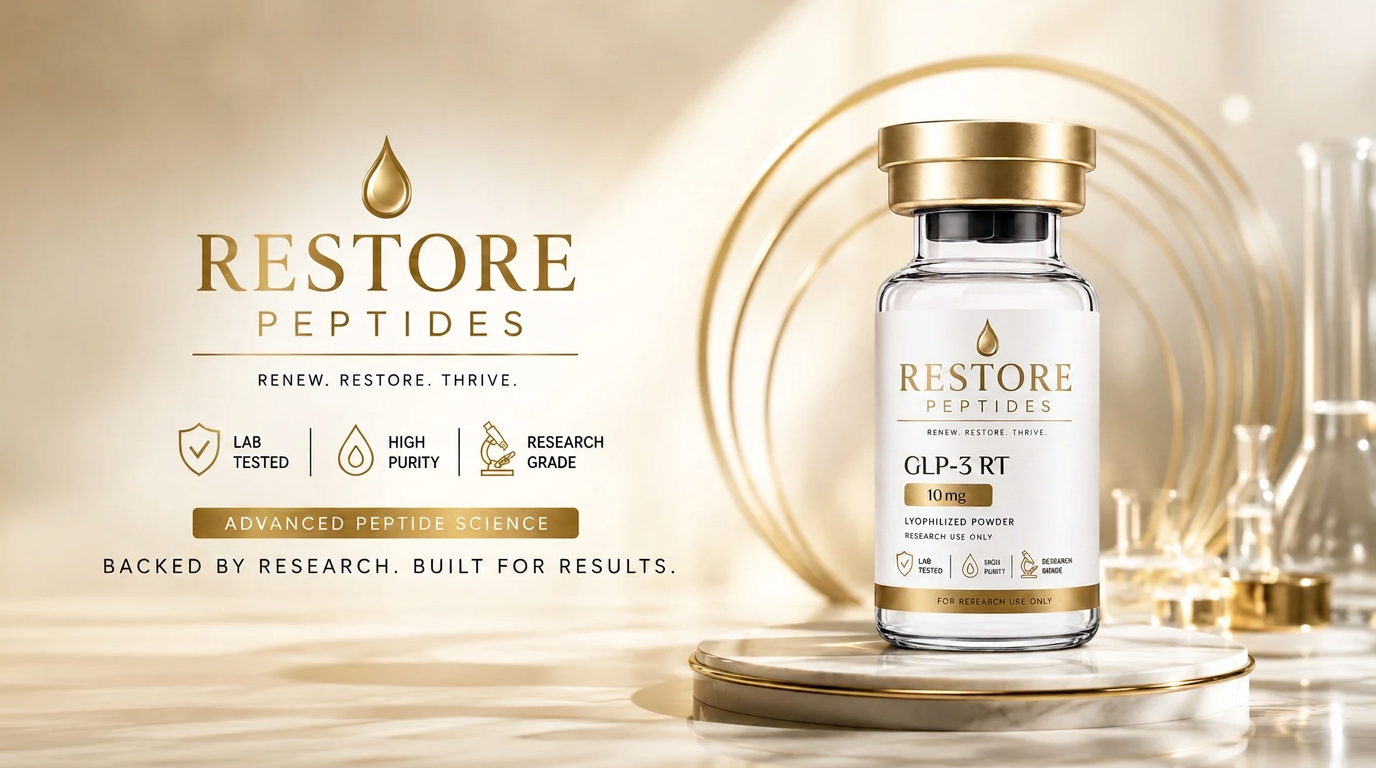 Restore Peptides — 99%+ purity GLP-3 RT, Tirzepatide, Semaglutide & BPC-157 research peptides, HPLC-MS verified, same-day USPS dispatch